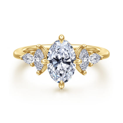 Colton - 14K Yellow Gold Compass Prong Oval Diamond Engagement Ring