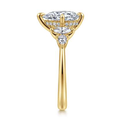 Colton - 14K Yellow Gold Compass Prong Pear Shape Diamond Engagement Ring
