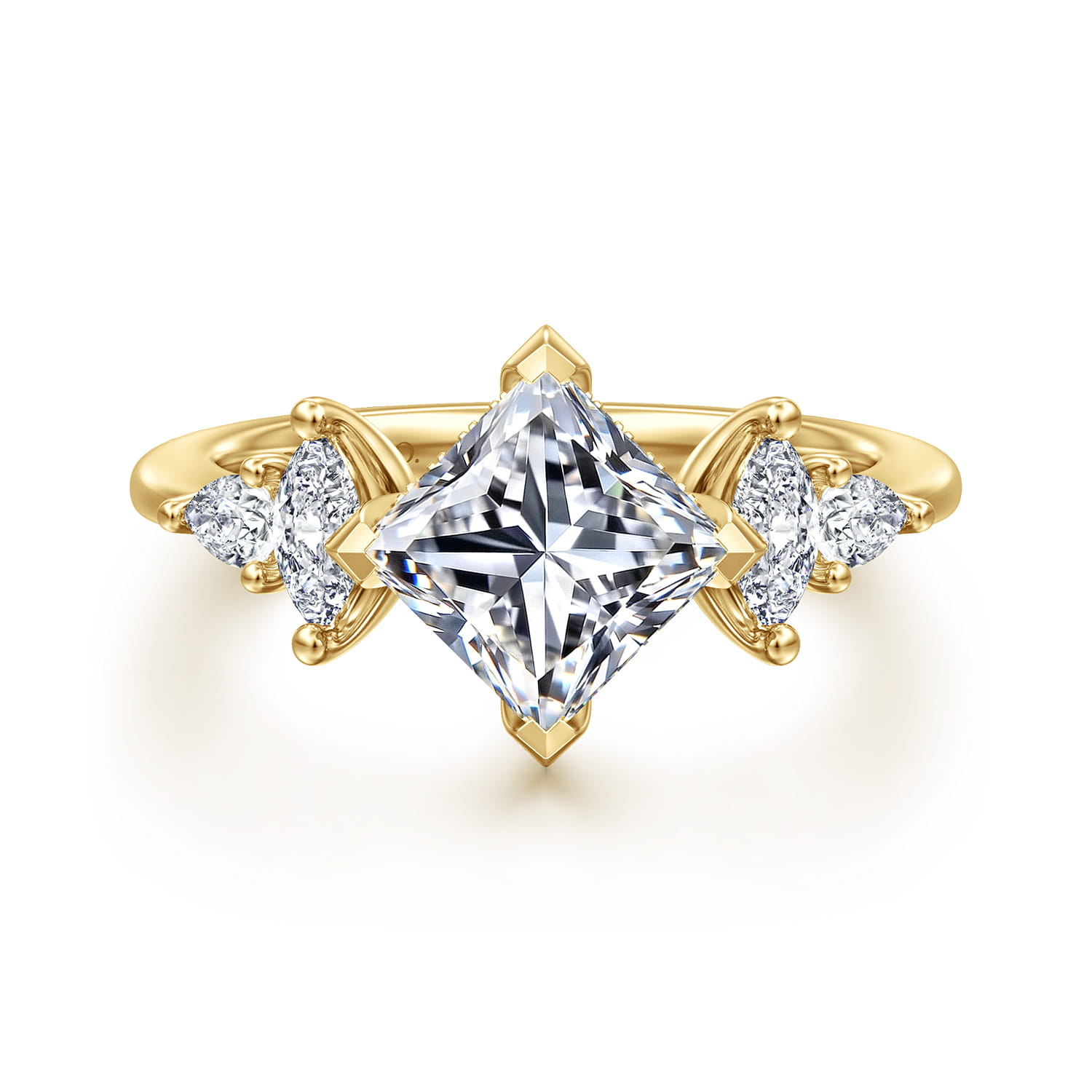 Colton - 14K Yellow Gold Compass Prong Princess Cut Diamond Engagement Ring