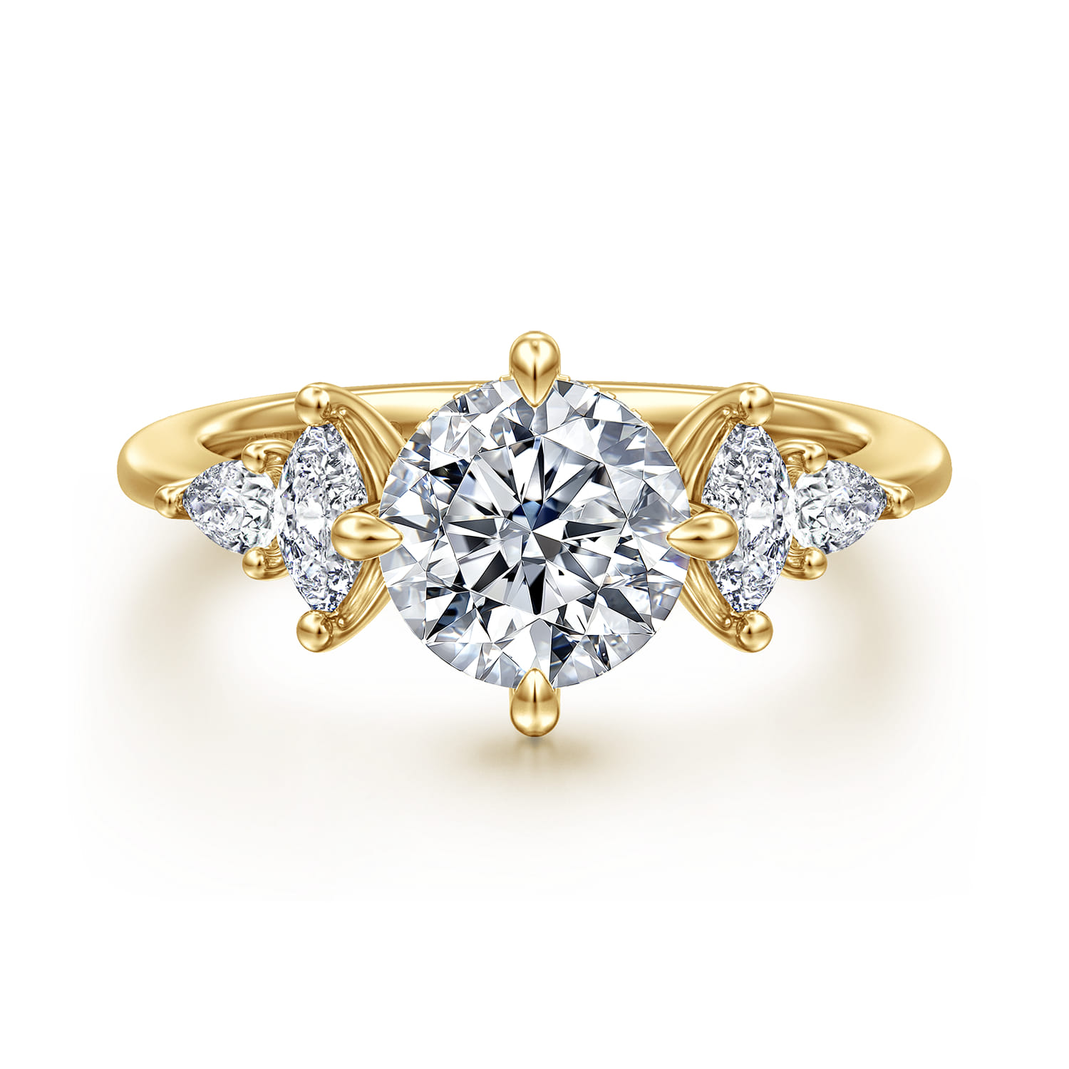 Colton - 14K Yellow Gold Compass Prong Round Diamond Engagement Ring