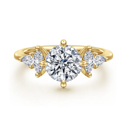 Colton - 14K Yellow Gold Compass Prong Round Diamond Engagement Ring