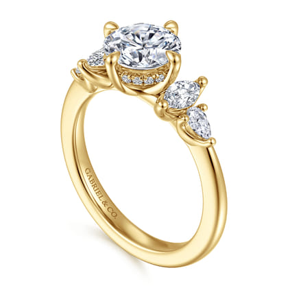 Colton - 14K Yellow Gold Compass Prong Round Diamond Engagement Ring