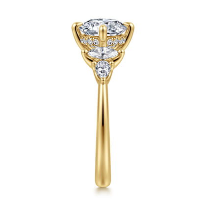 Colton - 14K Yellow Gold Compass Prong Round Diamond Engagement Ring