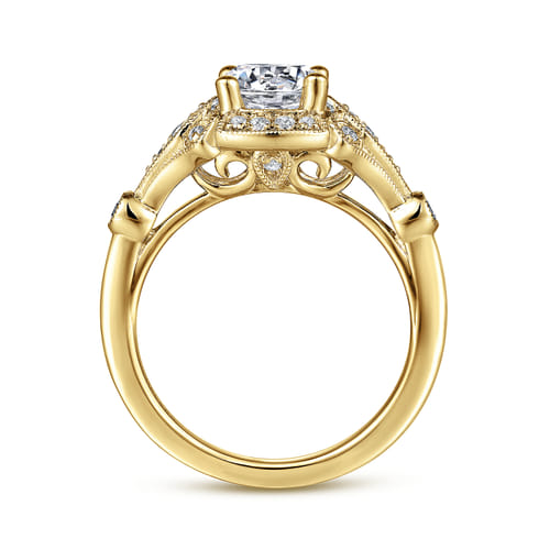 Columbus 14k Yellow Gold 1 Carat Round Halo Natural Diamond Engagement Ring 1975 Gabriel