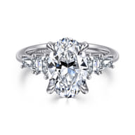 Commit - 14K White Gold Oval Five Stone Diamond Engagement Ring