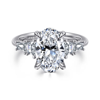 Commit - 14K White Gold Oval Five Stone Diamond Engagement Ring