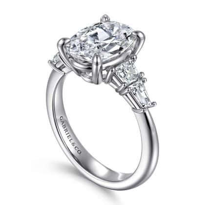 Commit - 14K White Gold Oval Five Stone Diamond Engagement Ring