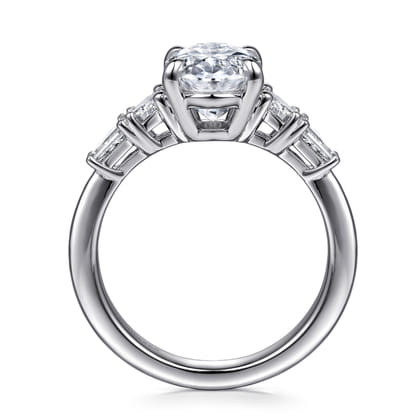 Commit - 14K White Gold Oval Five Stone Diamond Engagement Ring