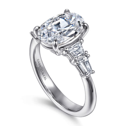Commit - 14K White Gold Oval Five Stone Diamond Engagement Ring
