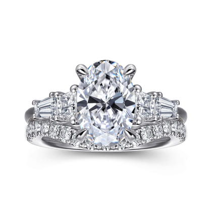 Commit - 14K White Gold Oval Five Stone Diamond Engagement Ring