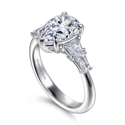 Commit - 14K White Gold Pear Shape Five Stone Diamond Engagement Ring