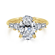 Commit - 14K Yellow Gold Oval Five Stone Diamond Engagement Ring