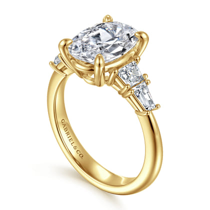 Commit - 14K Yellow Gold Oval Five Stone Diamond Engagement Ring