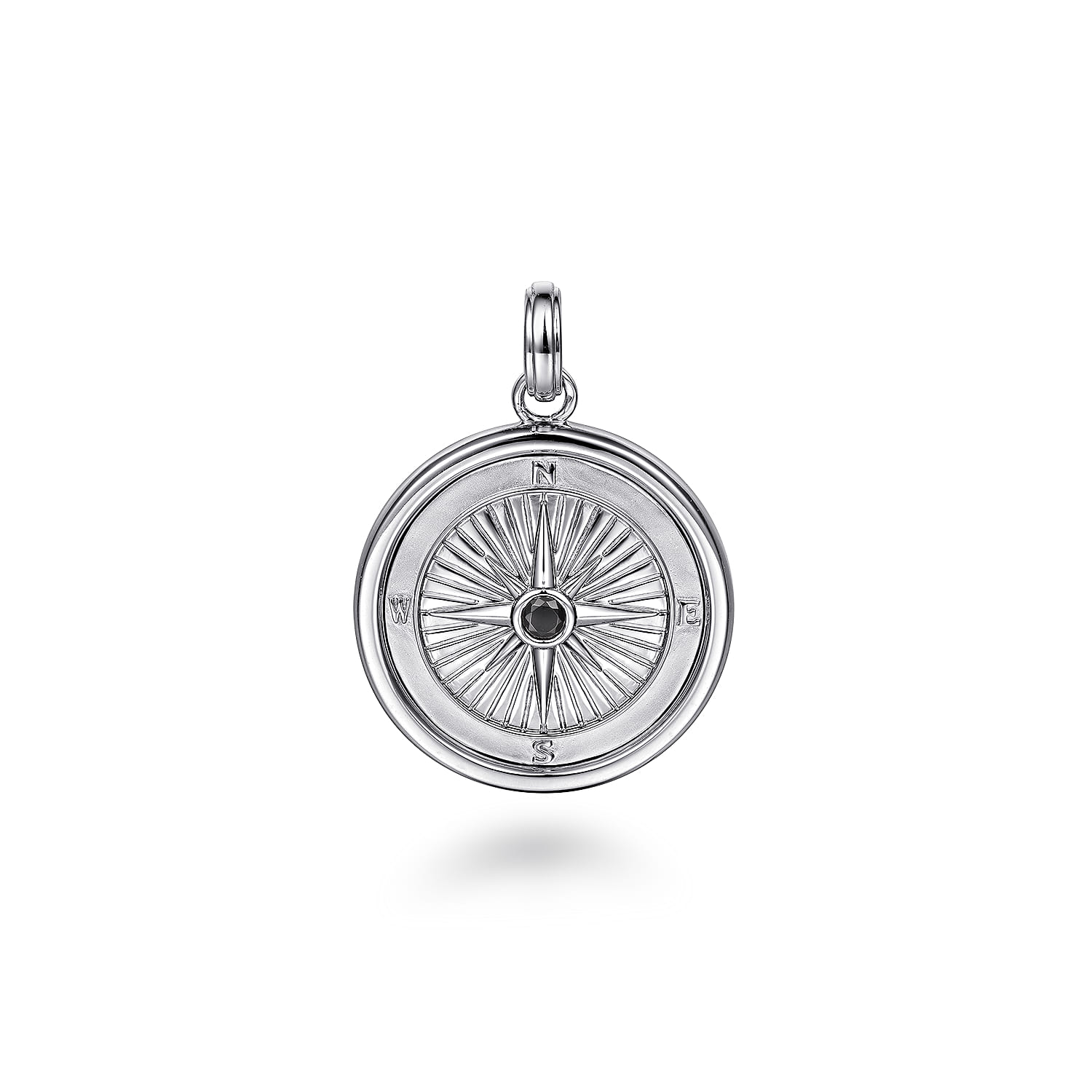 Compass Pendant 925 Sterling Silver Black Spinel - Shot 1