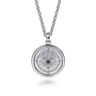 Compass Pendant 925 Sterling Silver Black Spinel