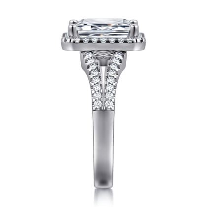 Compassion - 14K White Gold Emerald Cut Halo Diamond Engagement Ring