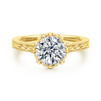 Connie - Vintage Inspired 14K Yellow Gold Round Diamond Engagement Ring