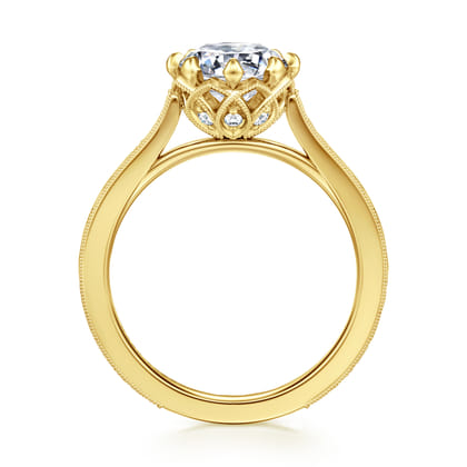 Connie - Vintage Inspired 14K Yellow Gold Round Diamond Engagement Ring