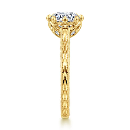Connie - Vintage Inspired 14K Yellow Gold Round Diamond Engagement Ring