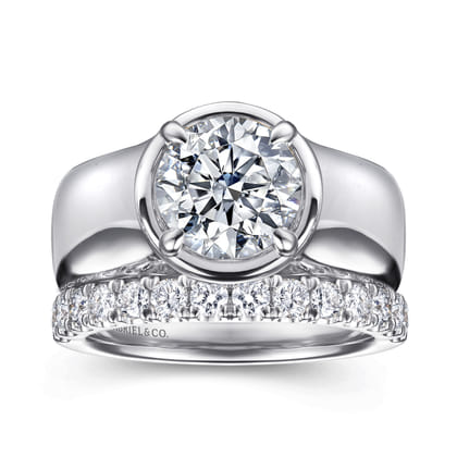 Connor - 14K White Gold Round Diamond Engagement Ring