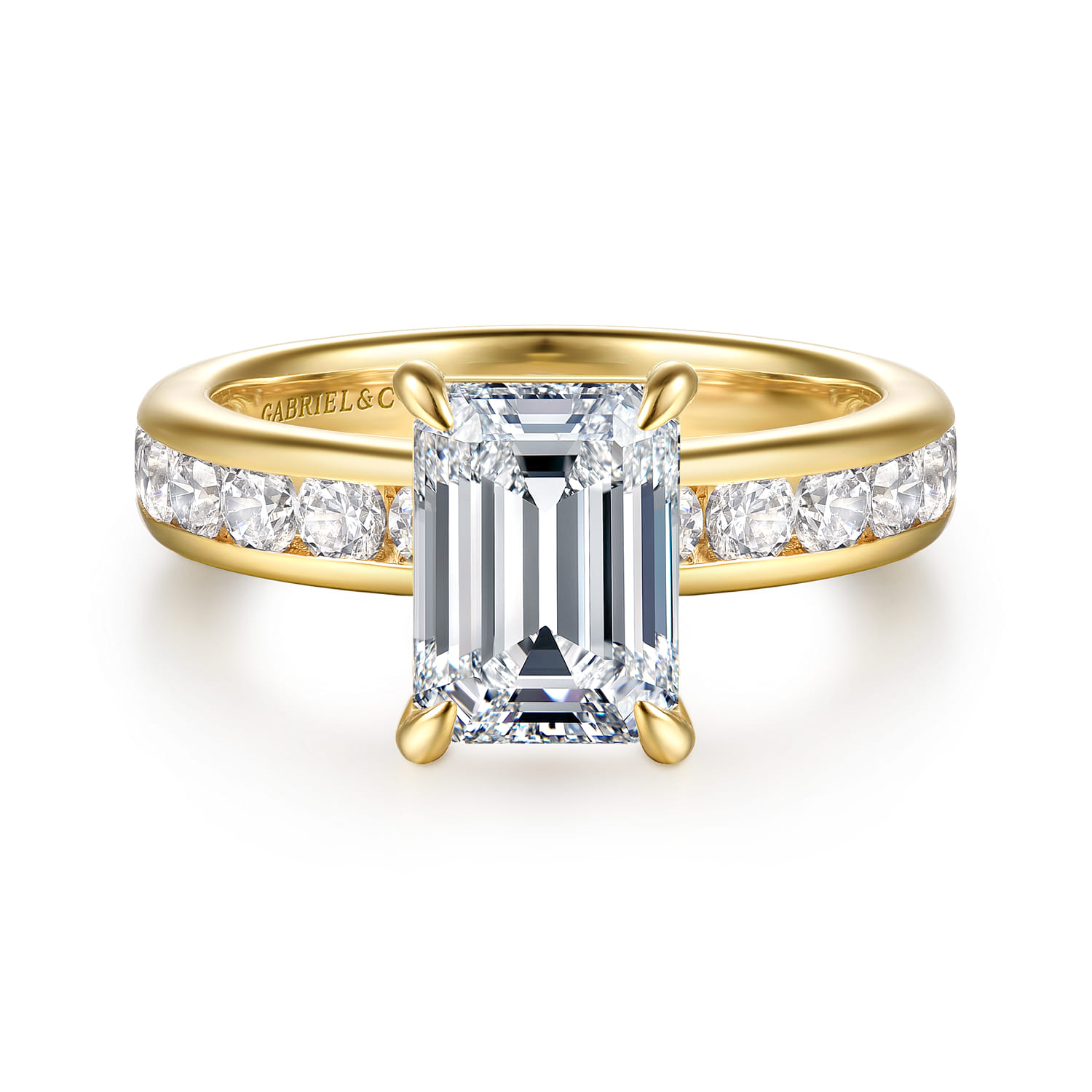 Coralie - 14K Yellow Gold Emerald Cut Diamond Engagement Ring