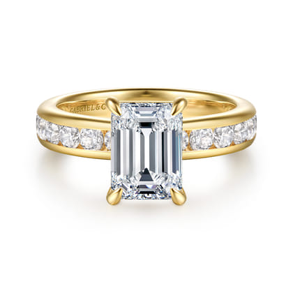 Coralie - 14K Yellow Gold Emerald Cut Diamond Engagement Ring