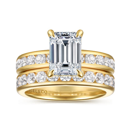 Coralie - 14K Yellow Gold Emerald Cut Diamond Engagement Ring