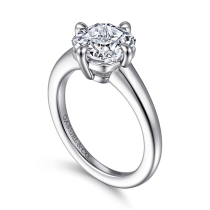 Coralynn - 14K White Gold Cushion Cut Solitaire Diamond Engagement Ring