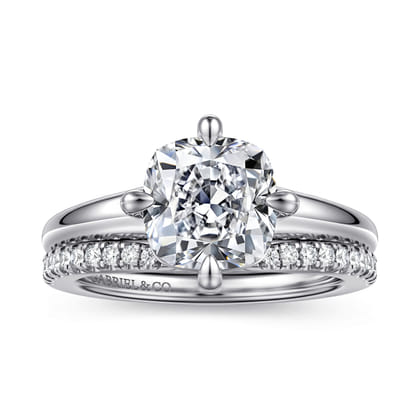 Coralynn - 14K White Gold Cushion Cut Solitaire Diamond Engagement Ring