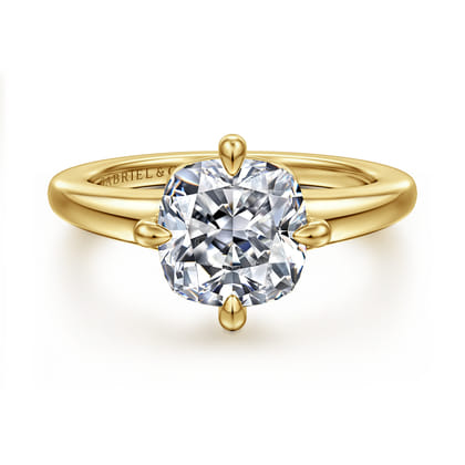 Coralynn - 14K Yellow Gold Cushion Cut Solitaire Diamond Engagement Ring