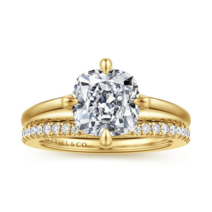 Coralynn - 14K Yellow Gold Cushion Cut Solitaire Diamond Engagement Ring