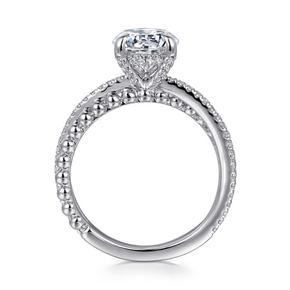 Corsika - 14K White Gold Split Shank Round Hidden Halo Diamond Engagement Ring