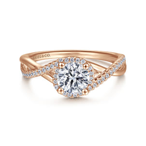 Courtney - 14K Rose Gold Round Halo Diamond Engagement Ring