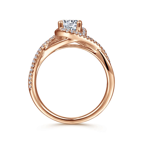 Courtney - 14K Rose Gold Round Halo Diamond Engagement Ring - 0.14 ct - Shot 2