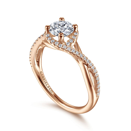 Courtney - 14K Rose Gold Round Halo Diamond Engagement Ring - 0.14 ct - Shot 3