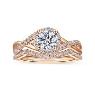 Courtney - 14K Rose Gold Round Halo Diamond Engagement Ring