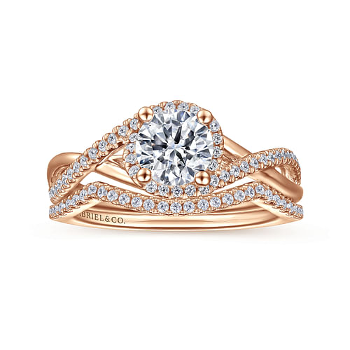 Courtney - 14K Rose Gold Round Halo Diamond Engagement Ring - 0.14 ct - Shot 4