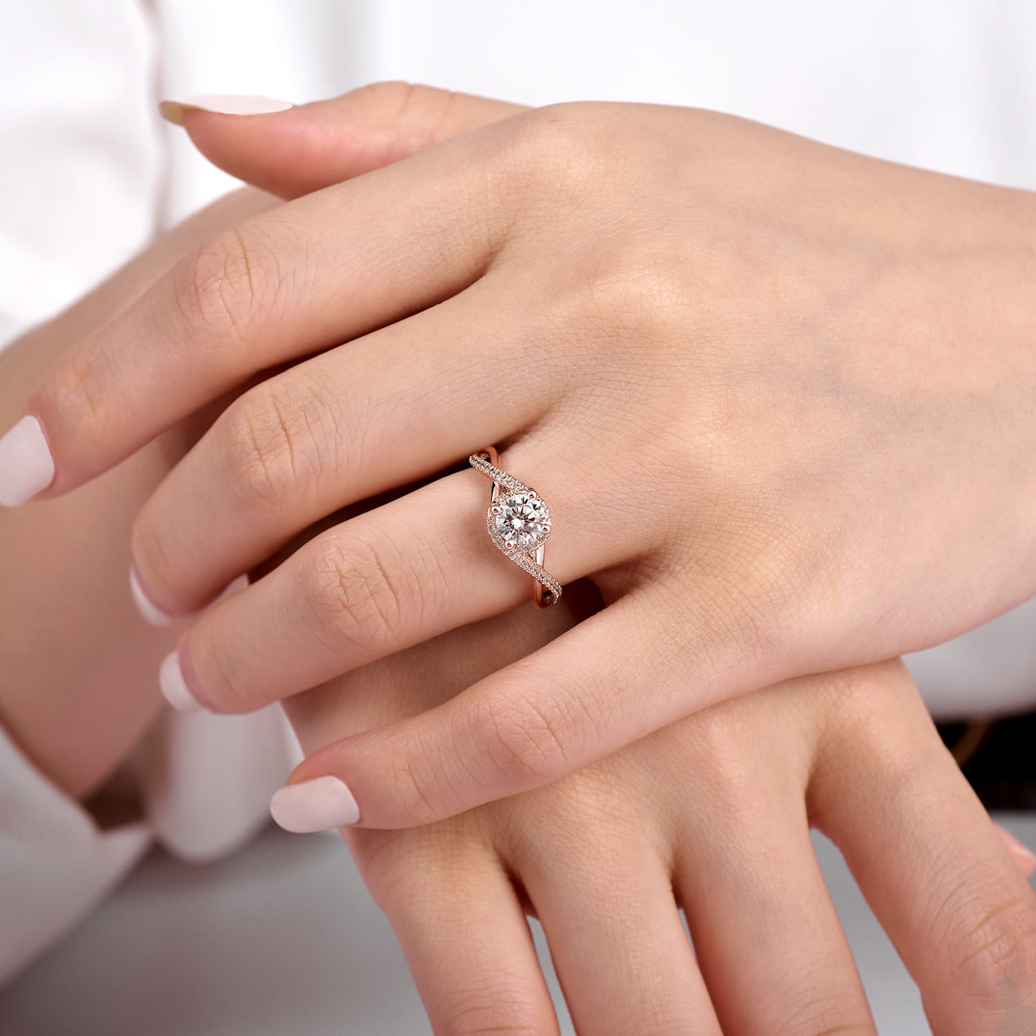 Courtney - 14K Rose Gold Round Halo Diamond Engagement Ring