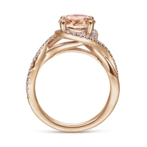 Courtney - 14K Rose Gold Round Morganite and Diamond Engagement Ring