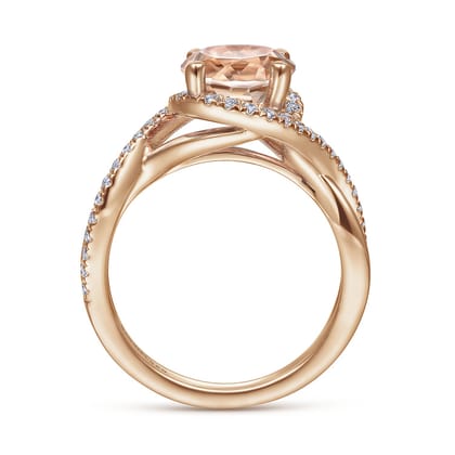 Courtney - 14K Rose Gold Round Morganite and Diamond Engagement Ring