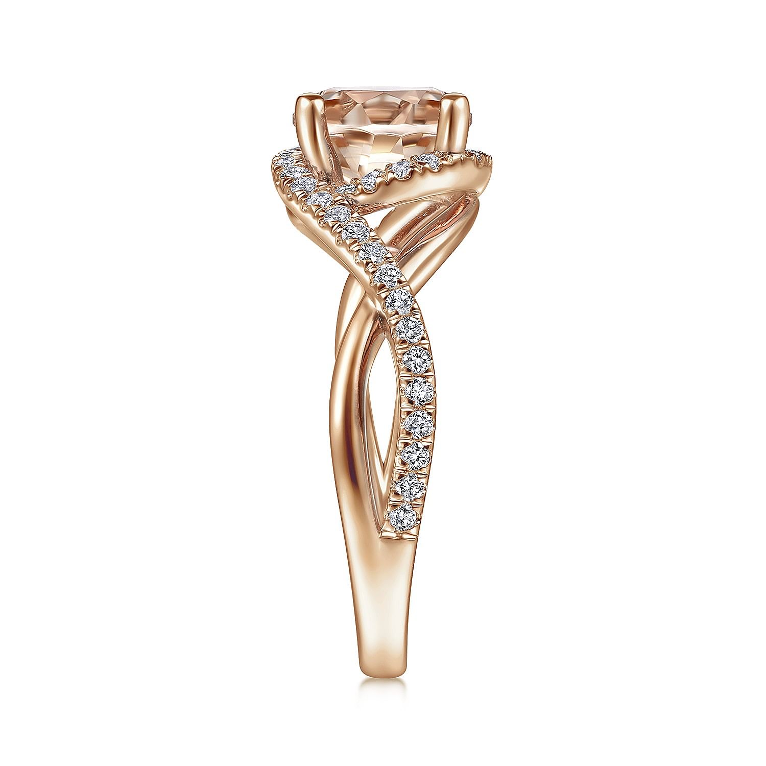 Courtney - 14K Rose Gold Round Morganite and Diamond Engagement Ring