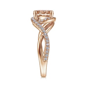 Courtney - 14K Rose Gold Round Morganite and Diamond Engagement Ring