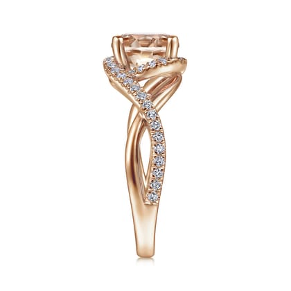 Courtney - 14K Rose Gold Round Morganite and Diamond Engagement Ring