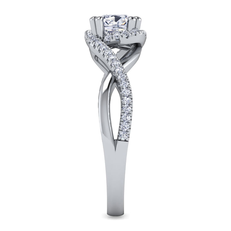 Courtney - 14K White Gold Cushion Halo Diamond Engagement Ring