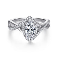 Courtney - 14K White Gold Marquise Halo Diamond Engagement Ring