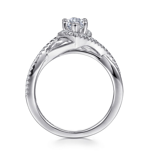 Courtney - 14K White Gold Marquise Halo Diamond Engagement Ring - 0.25 ct - Shot 2