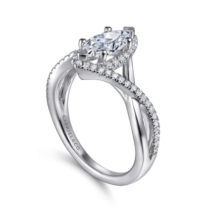 Courtney - 14K White Gold Marquise Halo Diamond Engagement Ring
