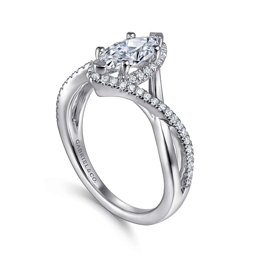 Courtney - 14K White Gold Marquise Halo Diamond Engagement Ring - 0.25 ct - Shot 3
