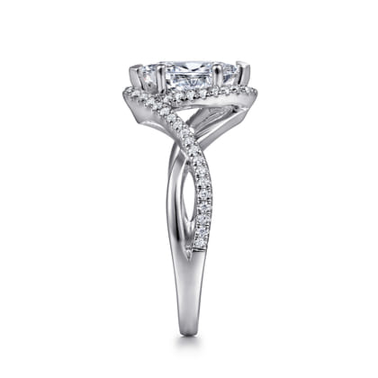 Courtney - 14K White Gold Marquise Halo Diamond Engagement Ring