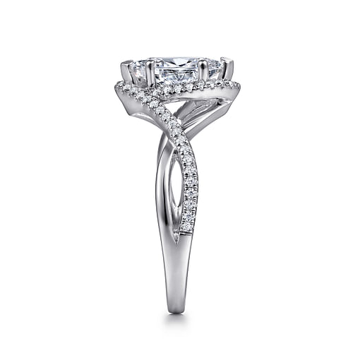 Courtney - 14K White Gold Marquise Halo Diamond Engagement Ring - 0.25 ct - Shot 4